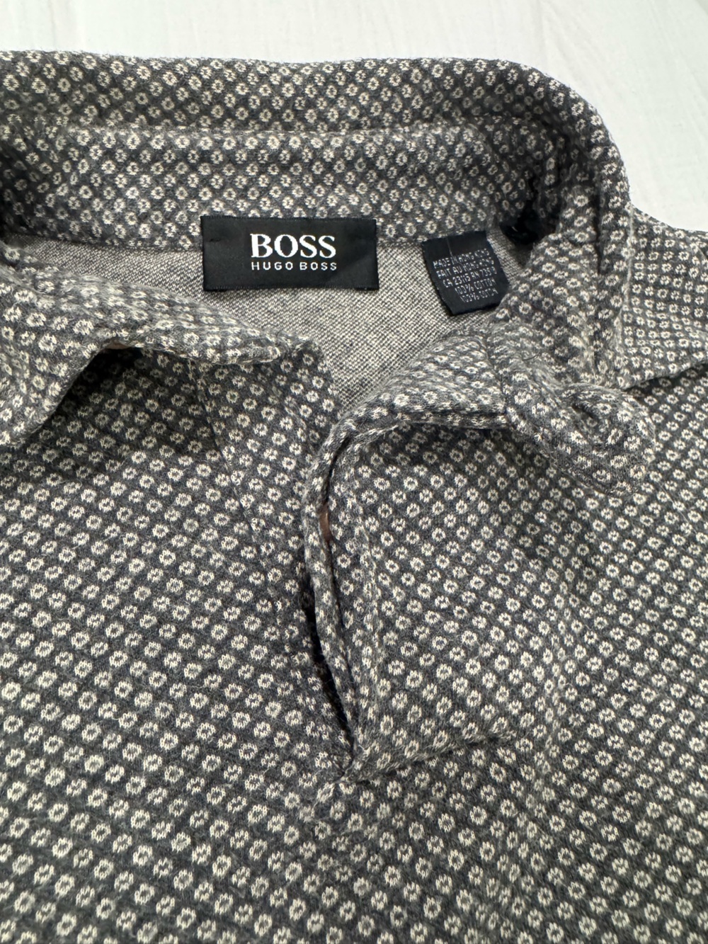 Hugo Boss Gray and White Micro-Pattern Button Down Shirt cotton finnair